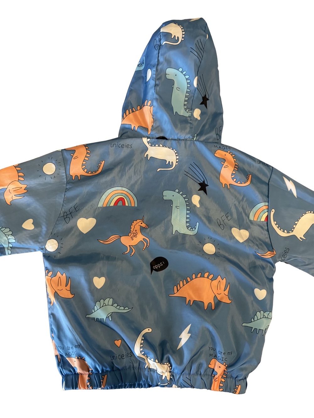 (5 for $10) | Blue Kids' Dino & Rainbow Hooded Windbreaker Jacket - Picture 5 of 10